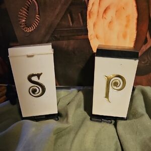 Elegant White and Gold Salt and Pepper Containers